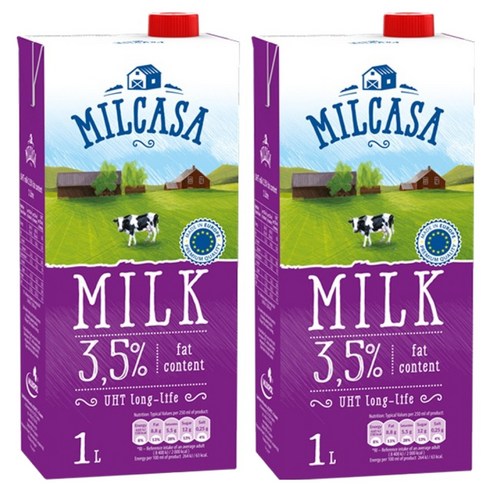 MLEKPOL 밀카사 멸균우유 3.5%, 1L, 2개