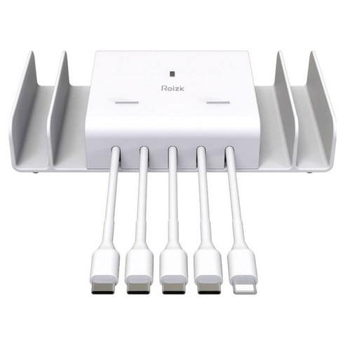 로이직 5포트 고속 멀티충전기 RZ-500 + C타입 케이블 4p + 8핀 케이블 세트, 화이트, 1세트