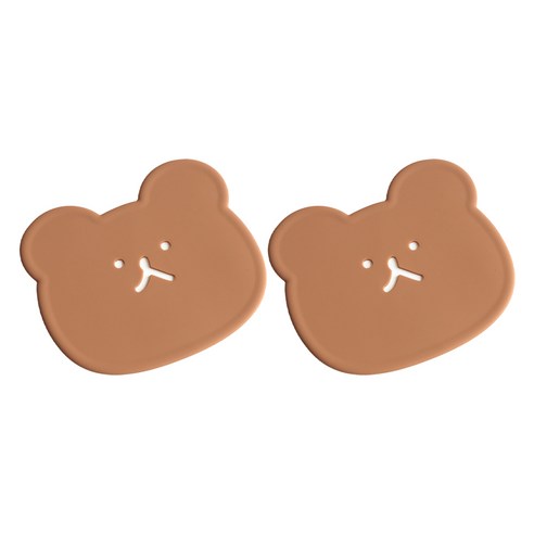에이드엘 펀칭베어 실리콘 컵받침, 카라멜, 2개