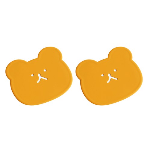 에이드엘 펀칭베어 실리콘 컵받침, 머스타드, 2개