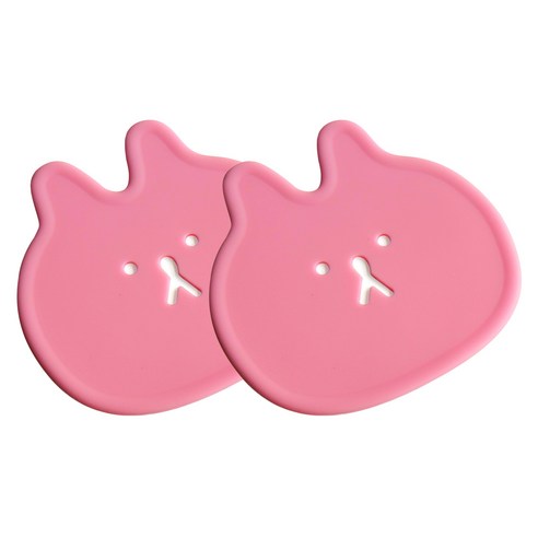 에이드엘 펀칭 래빗 실리콘 컵받침, 크림핑크, 2개