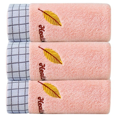 원이네 골드 리프 순면 세면 타월 110g, 핑크, 3개