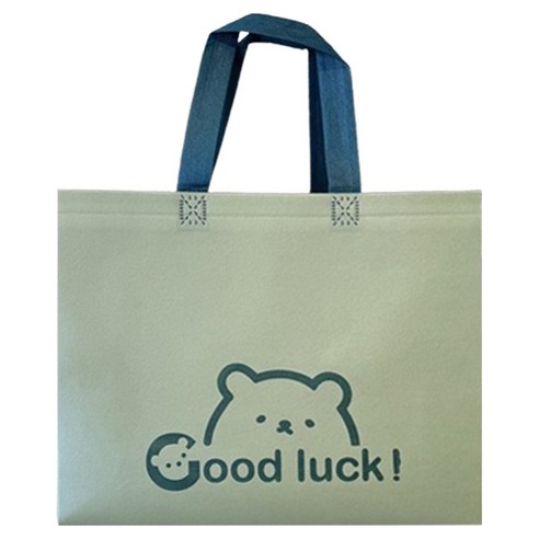 마켓감성 행운곰 부직포백 중형, 그린, 12개