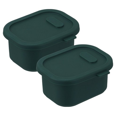 디아르 돌체 플래티넘 실리콘 냉동 밀폐 이유식 보관 용기, 04 다크그린, 2개, 200ml