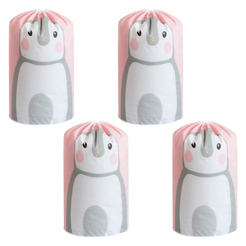 withWIN PEVA 옷 의류 이불 보관주머니, 핑크펭귄, 4개