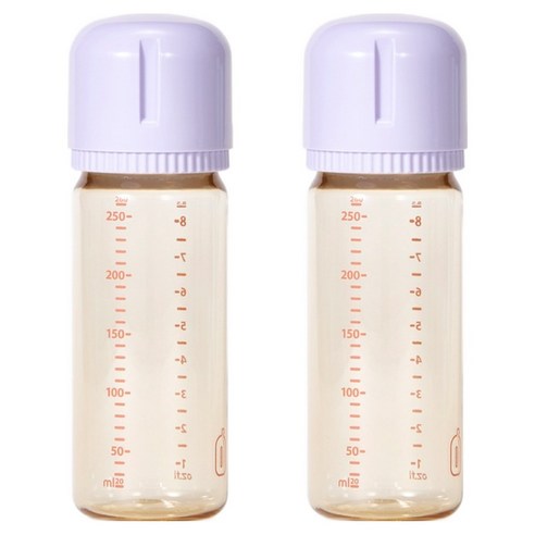 요한손베비스 유아용 PPSU 노꼭지 이지케어 젖병 트윈팩, 라벤더, 2개, 260ml