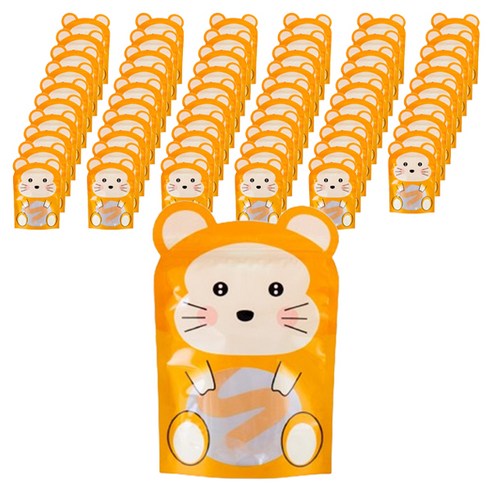 마켓감성 동물 캐릭터 지퍼포장 구디백, 다람쥐, 60개
