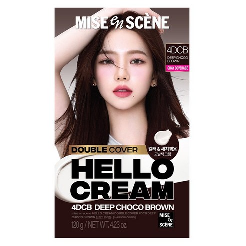미쟝센 헬로크림 더블커버 새치 겸용 딥초코브라운 8주지속 염색제, 1개, 짙은갈색