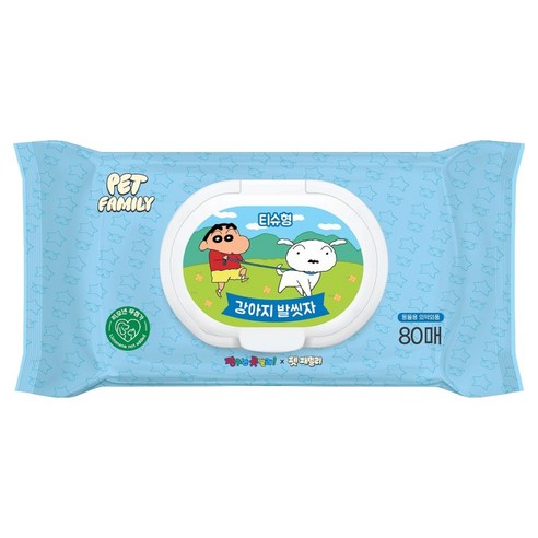 LG생활건강 펫패밀리 강아지 발씻자 짱구 세정티슈, 1개, 80개입