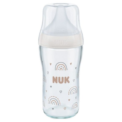 누크 유아용 퍼펙트매치 유리젖병 + 젖꼭지 M 세트, 레인보우, 1세트, 230ml