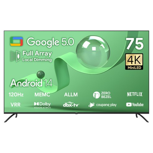 [10% 환급가전] 더함 4K UHD QLED MiniLED DLG 120Hz 로컬디밍 돌비 AI 구글 5.0 스마트 TV 방문설치