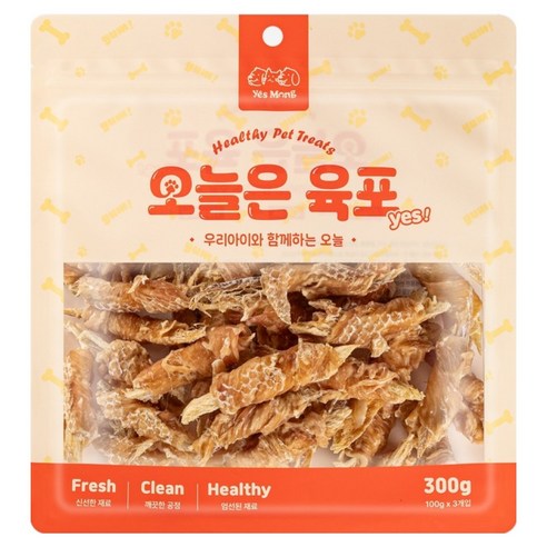 예스몽 강아지 오늘은 육포 간식, 혼합맛(닭가슴살/황태), 300g, 1개