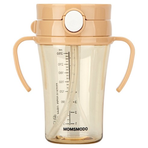 맘스모도 세척편한 유아 PPSU 원터치 빨대컵 250ml, 시그니처 베이지, 1개