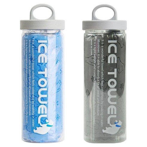 원이네 곰돌이 아쿠아 습식타월 대형 850 x 330 x 2.12 mm 2종 + 보관케이스 2종 세트, 블루, 그레이, 1세트