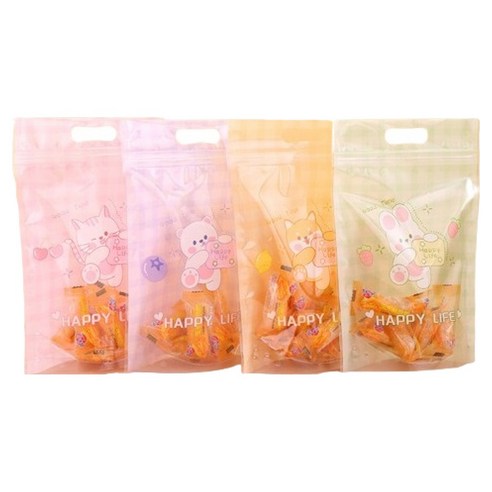 마켓감성 큐티 손잡이 구디백 4종 x 24p + 4p 랜덤발송 세트, 해피라이프, 1세트