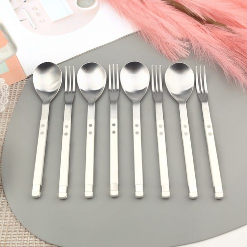 보겐 스퀘어 솔렌 디저트 커트러리 4인 세트, 화이트, 1세트, 디저트포크 4p + 디저트스푼 4p