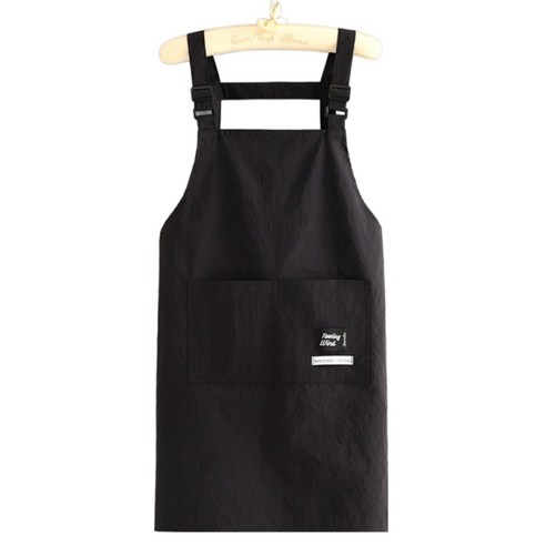 순잠 길이 조절 포켓 방수 멜빵 앞치마, 블랙, 1개