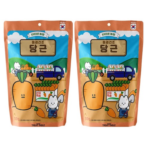 트릿테이블 강아지 티티네 농장 야채 동결건조 간식, 30g, 2개, 당근