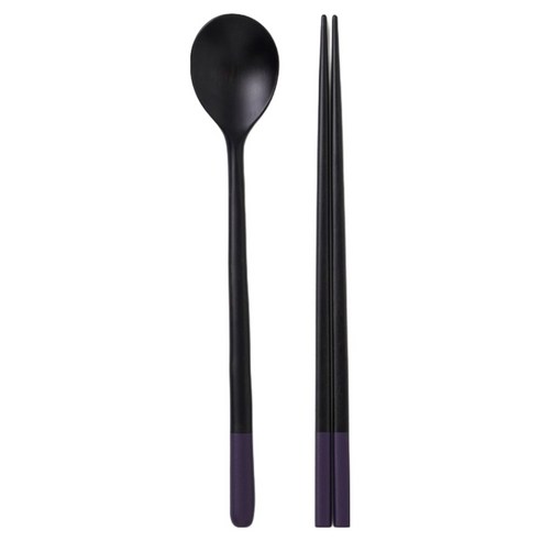 칠몽 1인용 오단 옻칠 나무 수저 세트 24cm, 보라, 1세트, 숟가락 + 젓가락