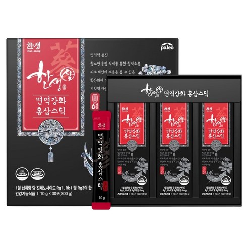 한생 팔레오 6년근 면역강화 홍삼스틱 선물 세트 + 쇼핑백