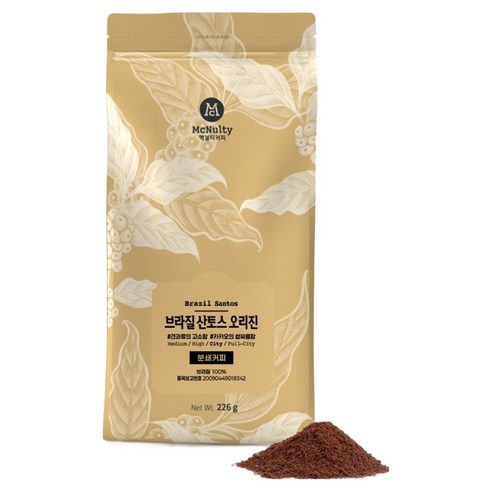 맥널티커피 브라질 산토스 오리진 분쇄 커피 원두, 226g, 1개, 핸드드립