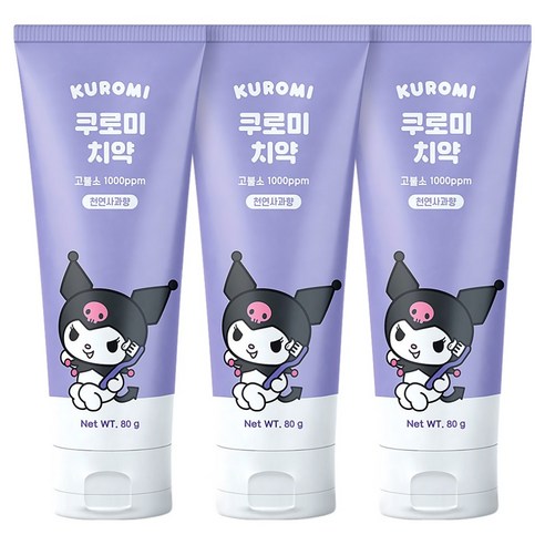 아텍스 아동용 쿠로미 불소 치약 사과향, 80g, 3개