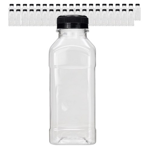 미르 고강도 프리미엄 투명 페트 사각 우유병 블랙, 40개, 350ml
