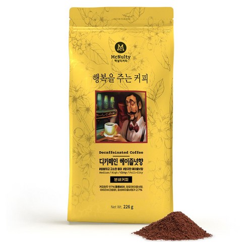 맥널티커피 디카페인 헤이즐넛향 분쇄 원두 커피, 1개, 226g, 핸드드립