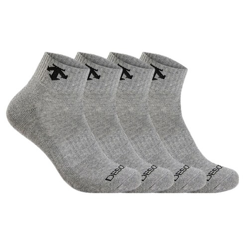 데상트 여성용 스포츠 파일 발등로고 발목양말, 그레이, 4개