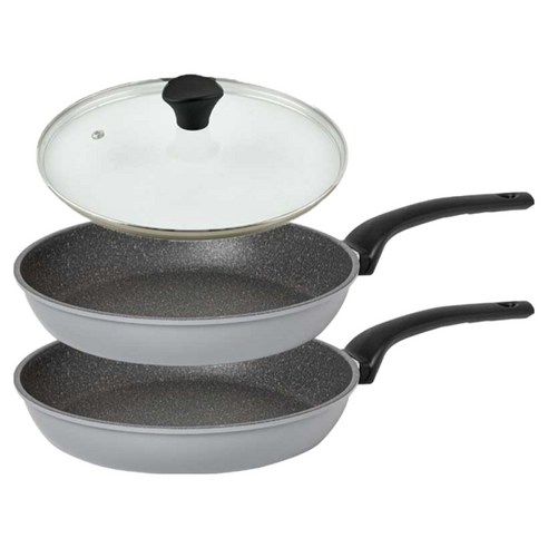 퀸센스 인터쿡 후라이팬 세트 3개, 그레이, 후라이팬 28cm + 후라이팬 28cm + 유리뚜껑 28cm, 1세트