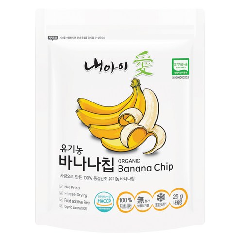 내아이애 동결건조 과일 유기농 바나나칩, 25g, 1개
