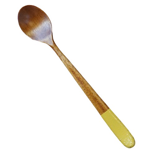 칠몽 K RIBBON 금수강산 옻칠 나무 티스푼, 노랑, 1개