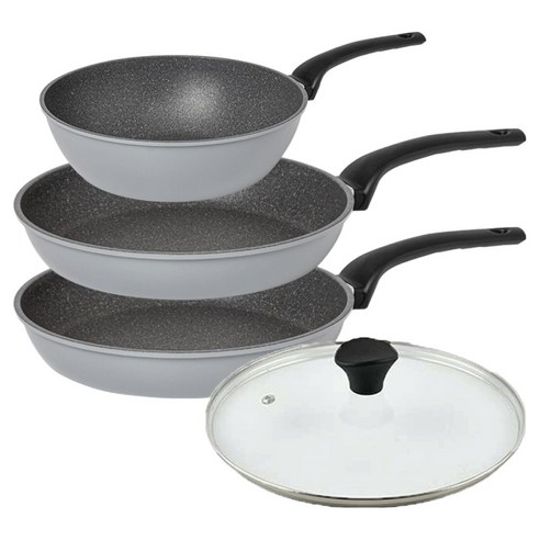 인터쿡 퀸센스 인터 후라이팬 3종 + 유리뚜껑 세트, 그레이, 1세트, 후라이팬 28cm 2p + 궁중팬 24cm + 유리뚜껑 28cm