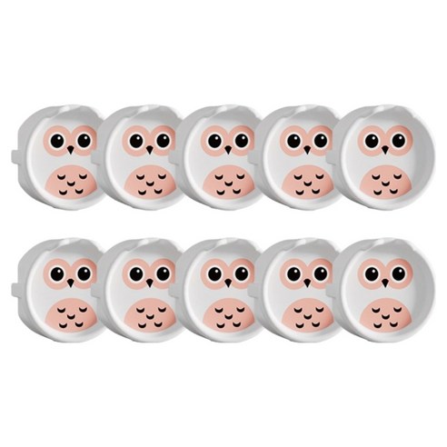 아이끌레 감전방지 실리콘 콘센트커버, 부엉이 화이트, 10개