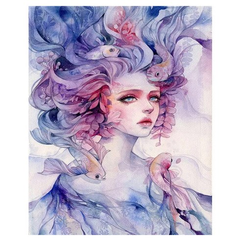 쿠미핸즈 소녀 캔버스형 보석십자수 30 x 40 cm, C, 1개