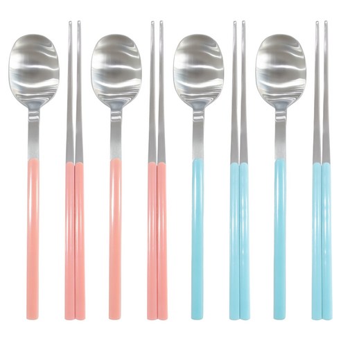 보겐 샤르망 샤틴 수저 4인 세트, 소프트핑크, 소프트블루, 1세트, 숟가락 4p + 젓가락 4p