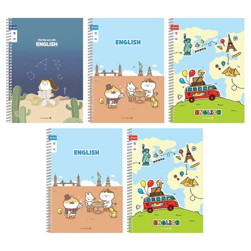 모닝글로리 채움노트 초등 스프링노트 영어 넓은칸 A 5p 세트, 혼합색상, 1세트