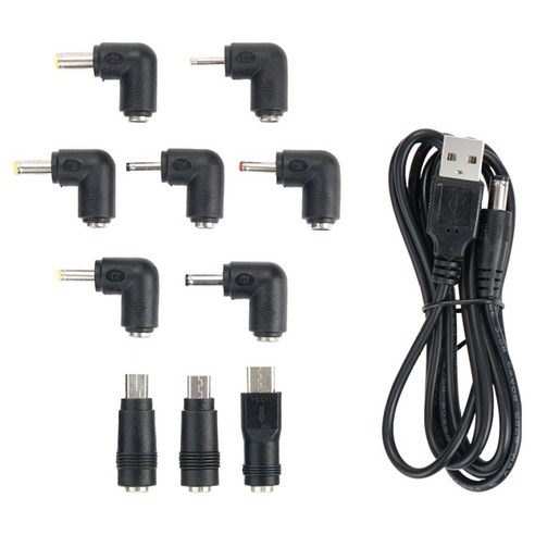 컴스 USB DC 전원 케이블 변환 젠더 10종 세트 1.5m, 1세트