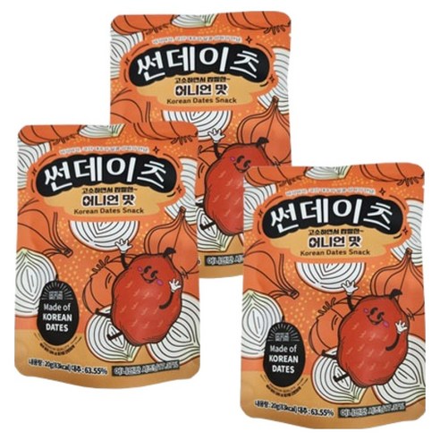 썬데이츠 대추스낵 어니언맛, 20g, 3개