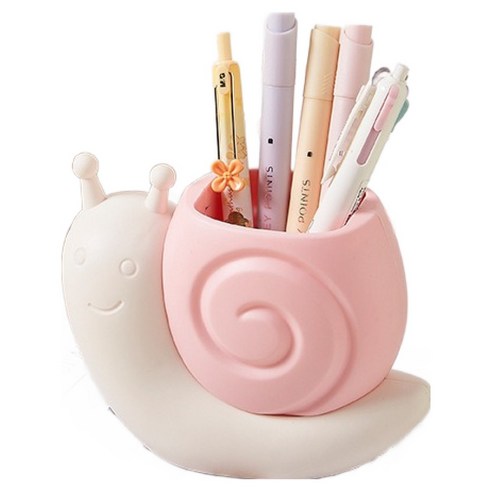 덴빌리어 편리한 책상정리 수납함 15 x 5.5 x 11.5 cm, 핑크1(달팽이), 1개