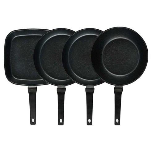 퀸센스 디너 후라이팬 세트 4개, 브라운, 1세트, 사각팬 27cm + 후라이팬 28cm 2p + 궁중팬 28cm
