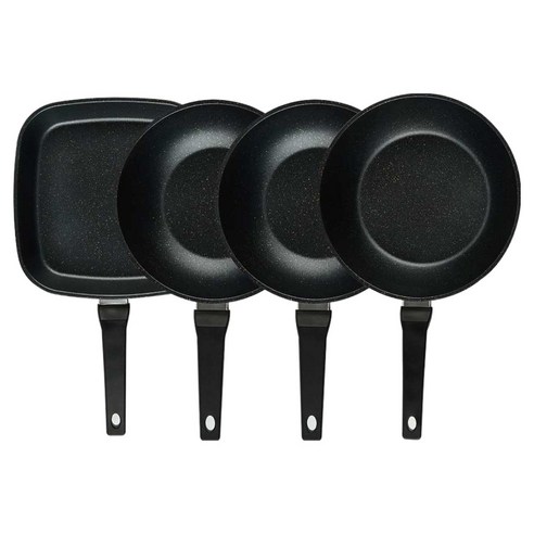 퀸센스 디너 후라이팬 세트 4개, 브라운, 1세트, 사각팬 27cm + 궁중팬 24cm 2p + 궁중팬 28cm