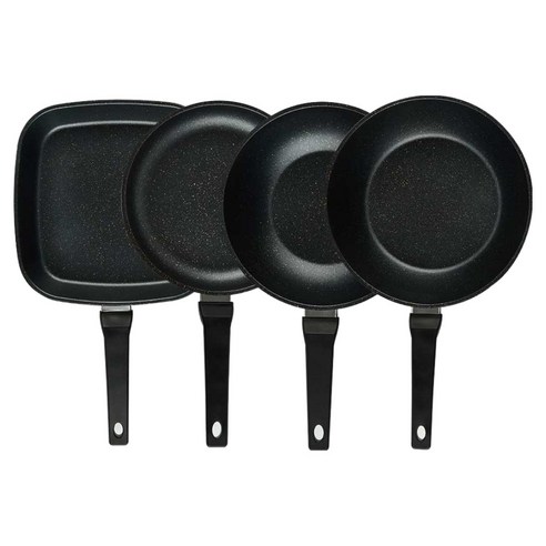 퀸센스 디너 후라이팬 세트 4개, 브라운, 1세트, 사각팬 27cm + 후라이팬 24cm + 궁중팬 24cm + 궁중팬 28cm
