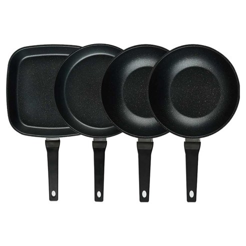 퀸센스 디너 후라이팬 세트 4개, 브라운, 1세트, 사각팬 27cm + 후라이팬 28cm + 궁중팬 24cm 2p