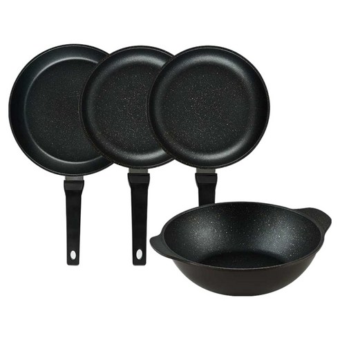 퀸센스 디너 후라이팬 4종 세트 4개, 브라운, 1세트, 후라이팬 28cm + 후라이팬 24cm(2p) + 파티웍 28cm