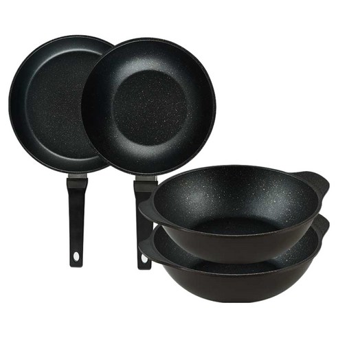 퀸센스 디너 후라이팬 4종 세트 4개, 브라운, 1세트, 후라이팬 28cm + 궁중팬 24cm + 파티웍 28cm(2p)