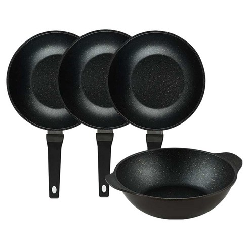 퀸센스 디너 후라이팬 4종 세트 4개, 브라운, 1개, 궁중팬 24cm(3p) + 파티웍 28cm