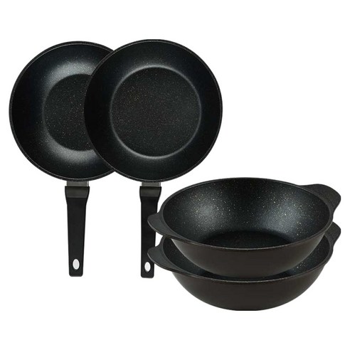 퀸센스 디너 후라이팬 4종 세트 4개, 브라운, 1세트, 궁중팬 24cm + 궁중팬 28cm + 파티웍 28cm(2p)