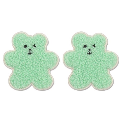 동대문단추왕 열접착식 자수 동물 보슬이젤리곰 와펜 패치, 민트, 2개