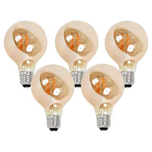 Ledison LED 에디슨전구 G80 4W, 2200k 전구색 / 주황빛, 5개